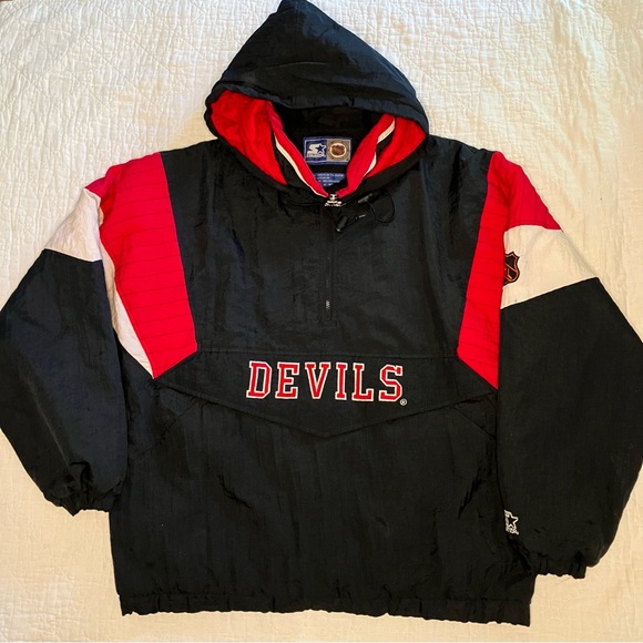 1990s New Jersey Devils NHL Starter Puffer Jacket Mens Size XL Pullover VTG